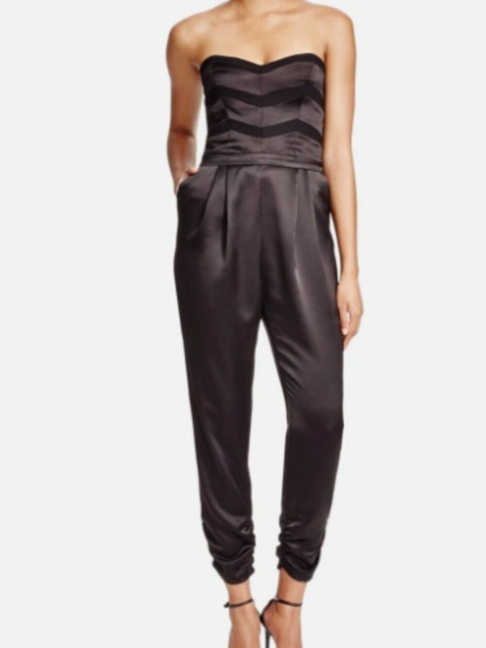 NWT Parker Carmela Strapless Sweatheart Neck Black Jumpsuit XS